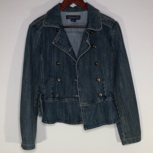 Baccini Custom Painted Jean Jacket Skull Mouth Small Long Sleeve Open Denim - Picture 4 of 8